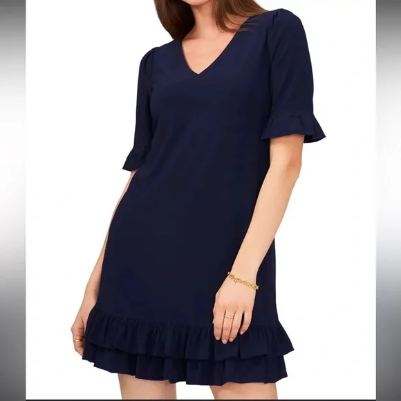 MSK | Dresses | Msk Deep Blue Mini Dress With Ruffle Hem Petite Medium
